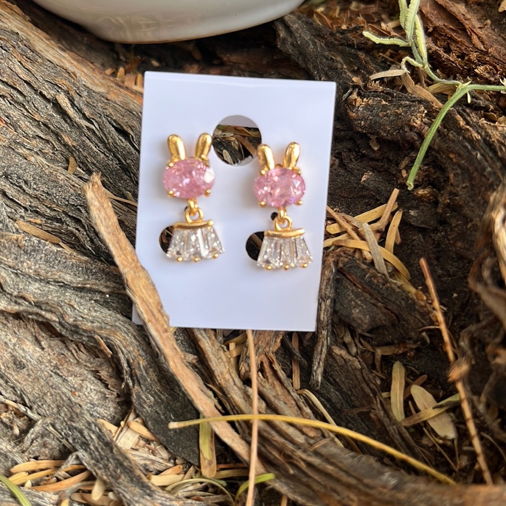 Gold Plated Rhinestone Earrings